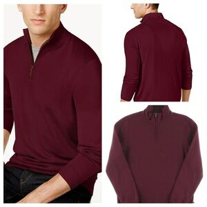 Club Room Mens Burgundy
Quarter Zip Mock Neck
Sweater Size L NWT
